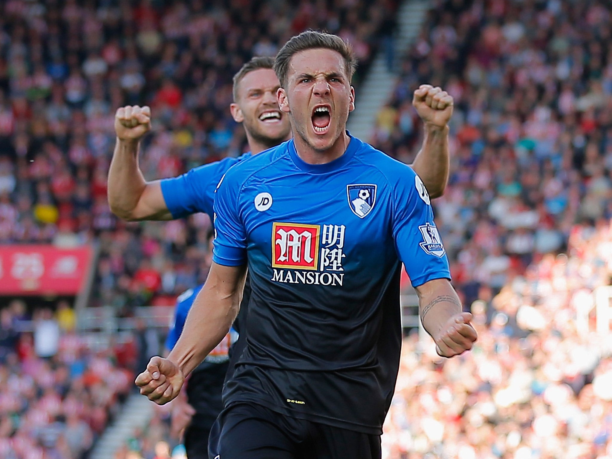 Dan Gosling celebrates his equaliser