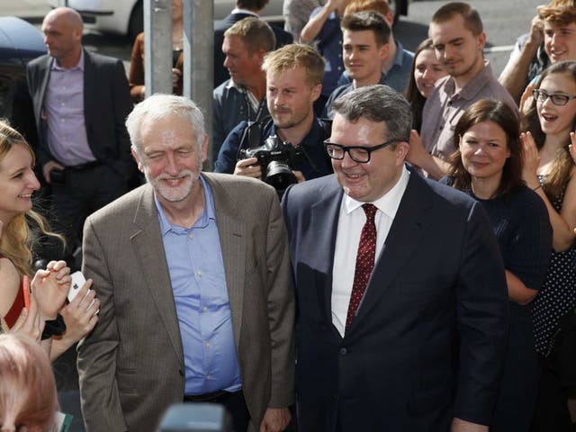 Jeremy Corbyn with his deputy Tom Watson at the Labour Party Conference in Brighton. The new leader seems to be resolving his dilemma, over whether he should choose pragmatism or authenticity, by settling on the side of pragmatism