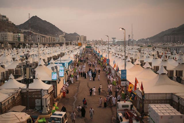 The tent city in Mina for pilgrims attending the Hajj