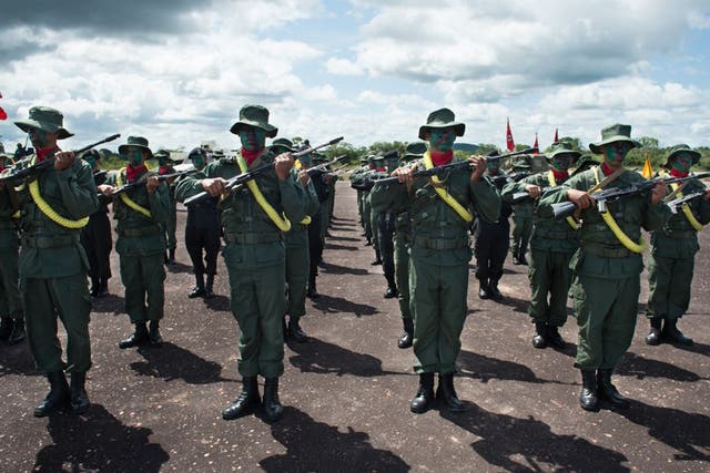 Venezuelan soldiers, who like their Guyanan counterparts, have been taking part in military exercises in recent days