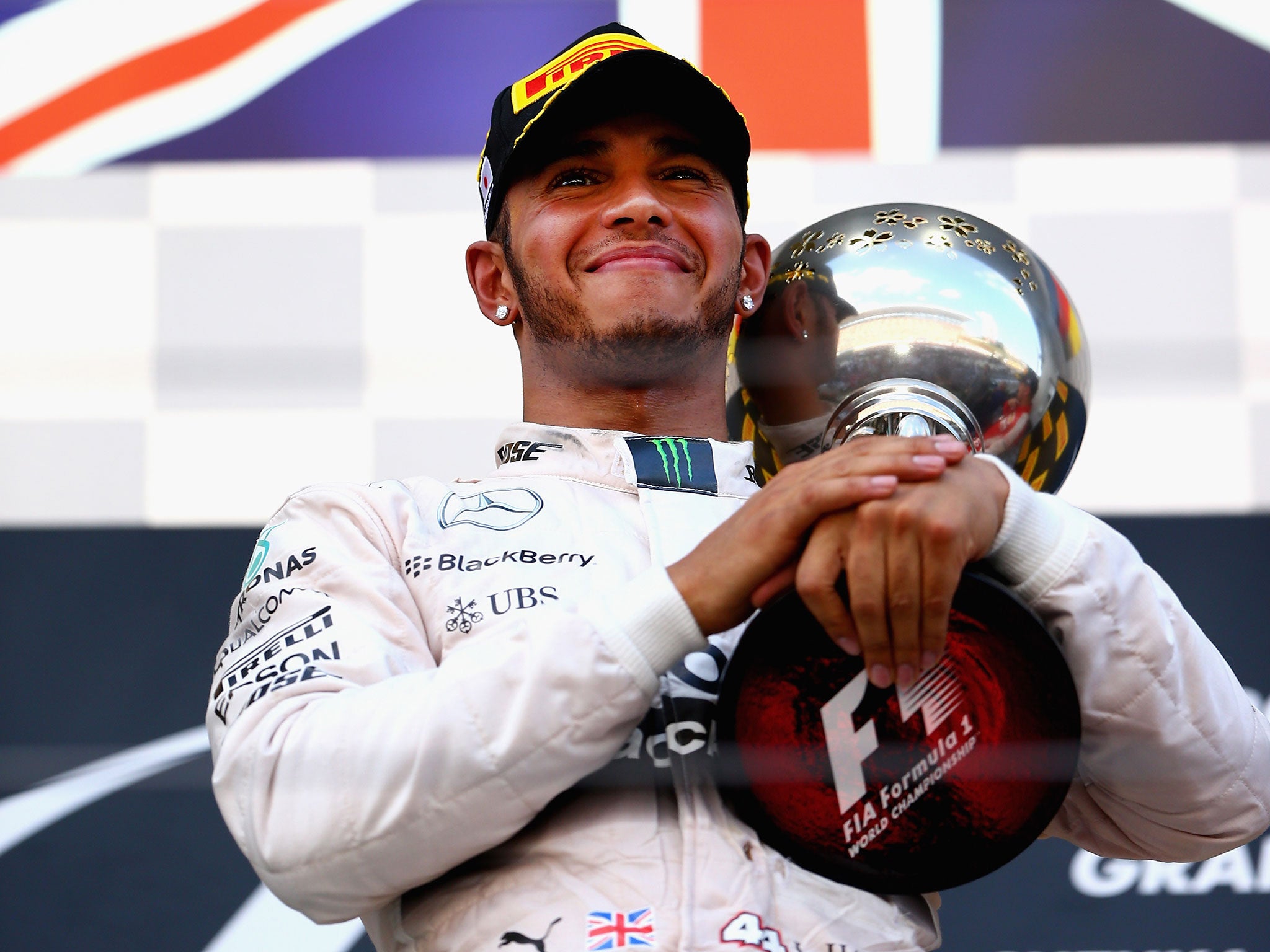 Lewis Hamilton celebrates his Japanese Grand Prix victory