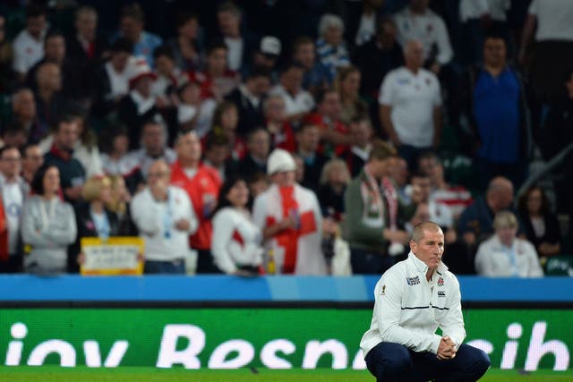 Stuart Lancaster looks on ahead of England vs Wales