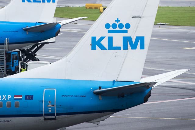 KLM Aircrafts are pictured at the Schiphol airport
