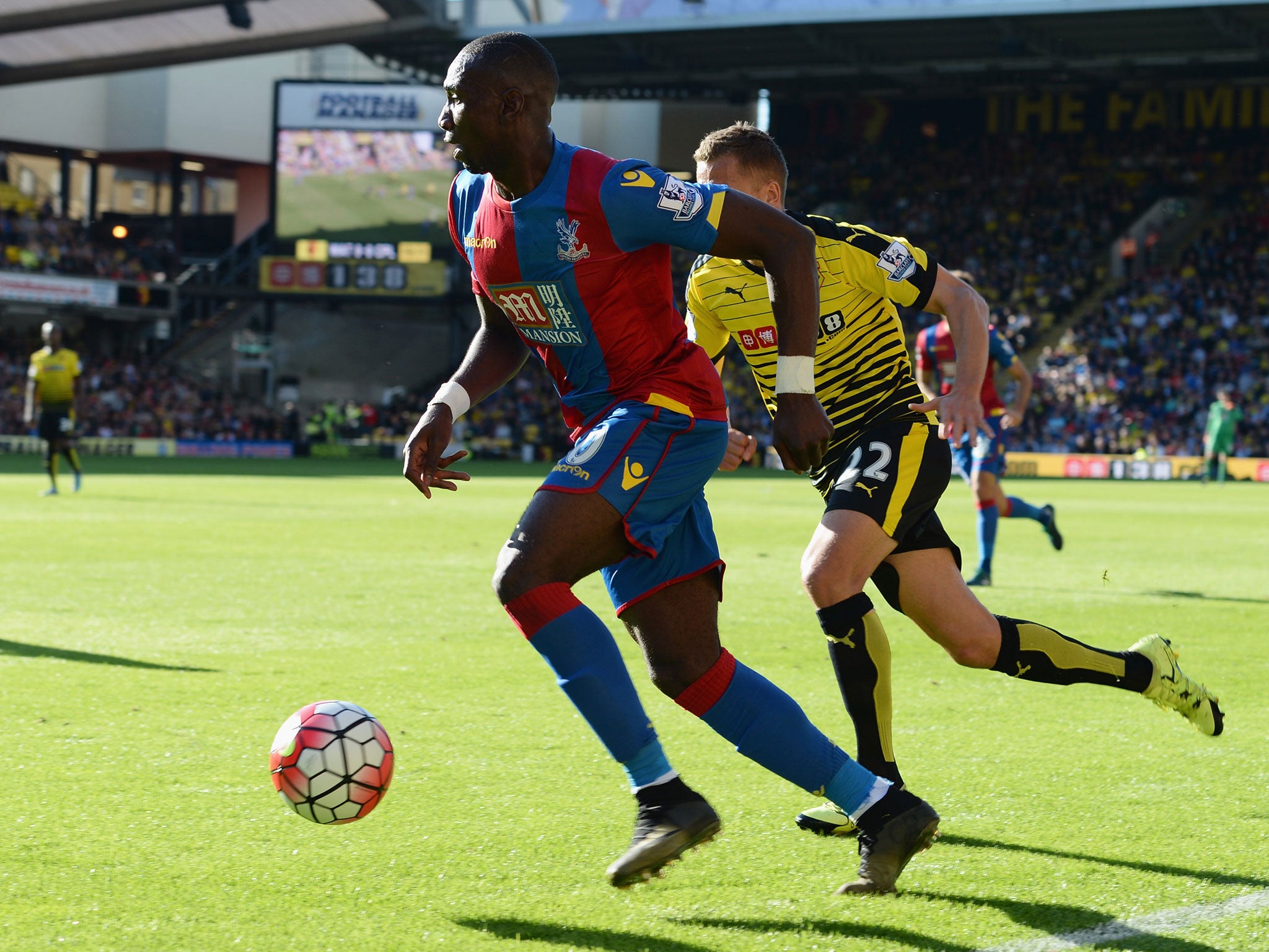 Yannick Bolasie in action for Palace against Watford