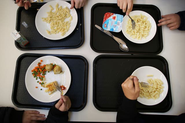 Children at a school in France were forced to wear discs at lunchtime 