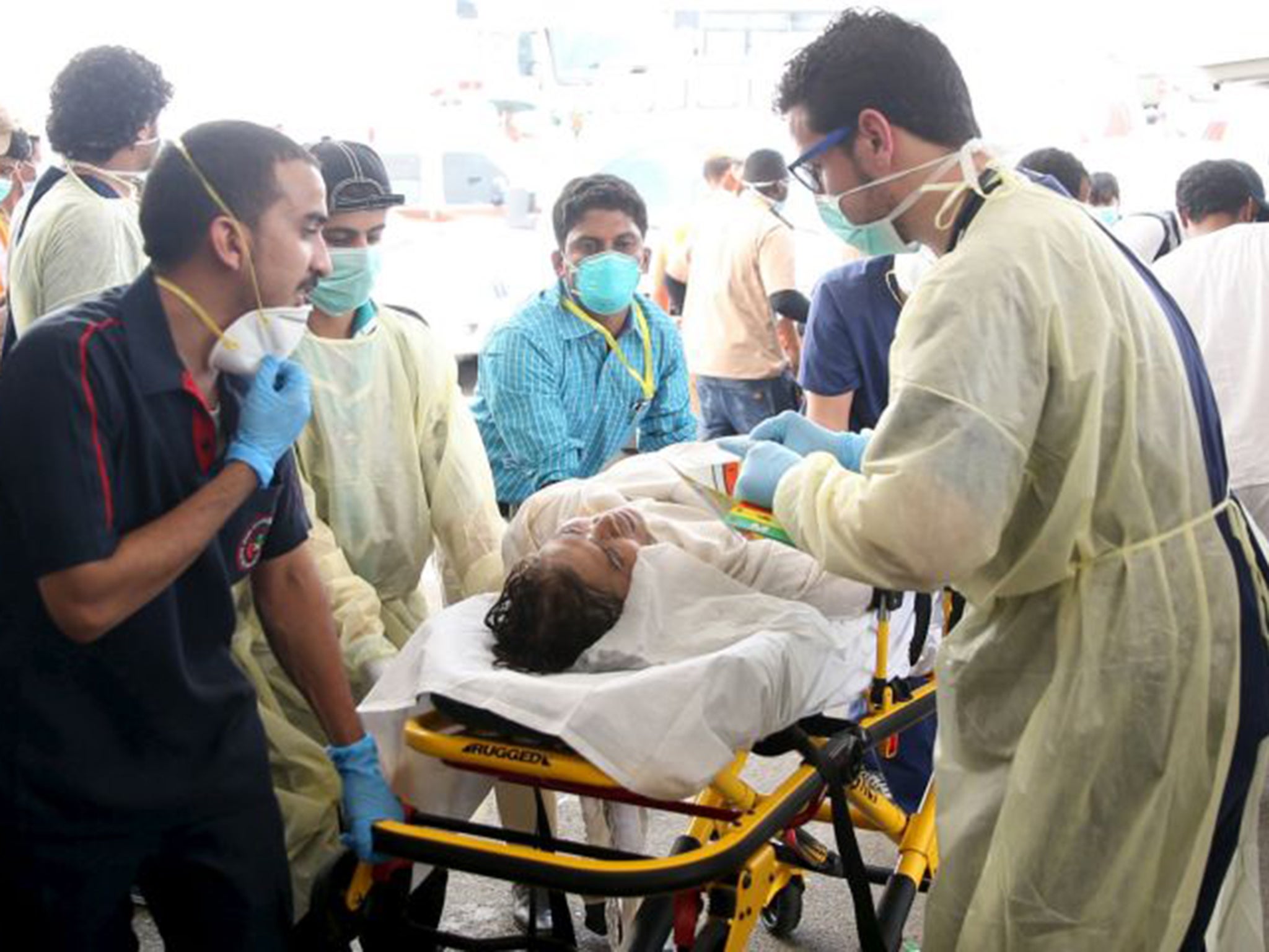 Fatima Bibi Bodi is taken to hospital on 24 September following a crush at Mina that left at least 769 people dead