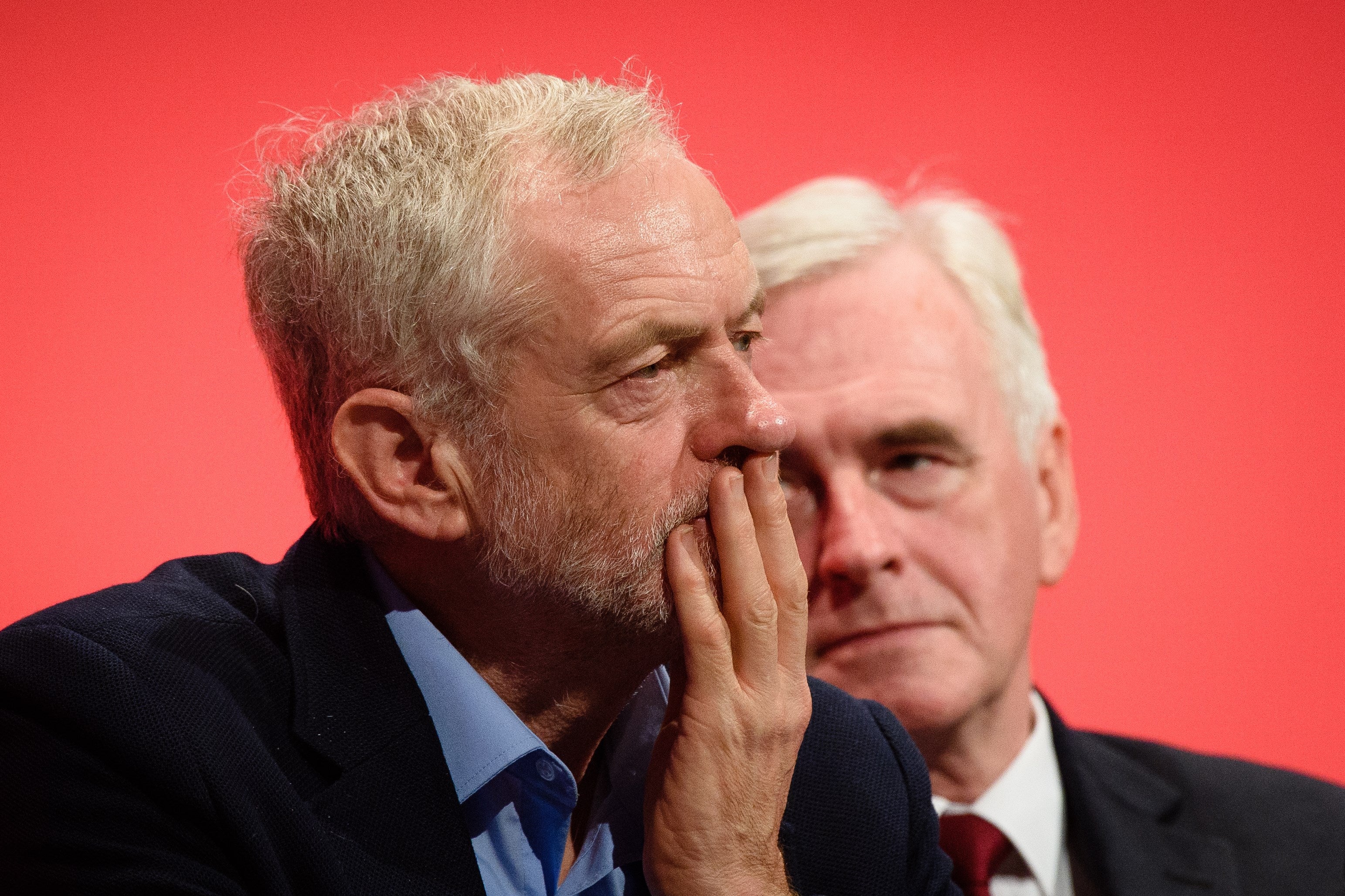 Labour leader Jeremy Corbyn and shadow chancellor John McDonnell at the second day of the annual party conference
