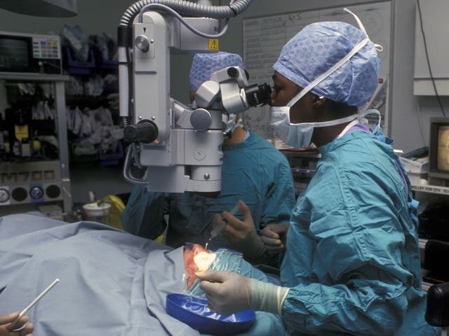 <p>Eye surgery at Moorfields Hospital </p>