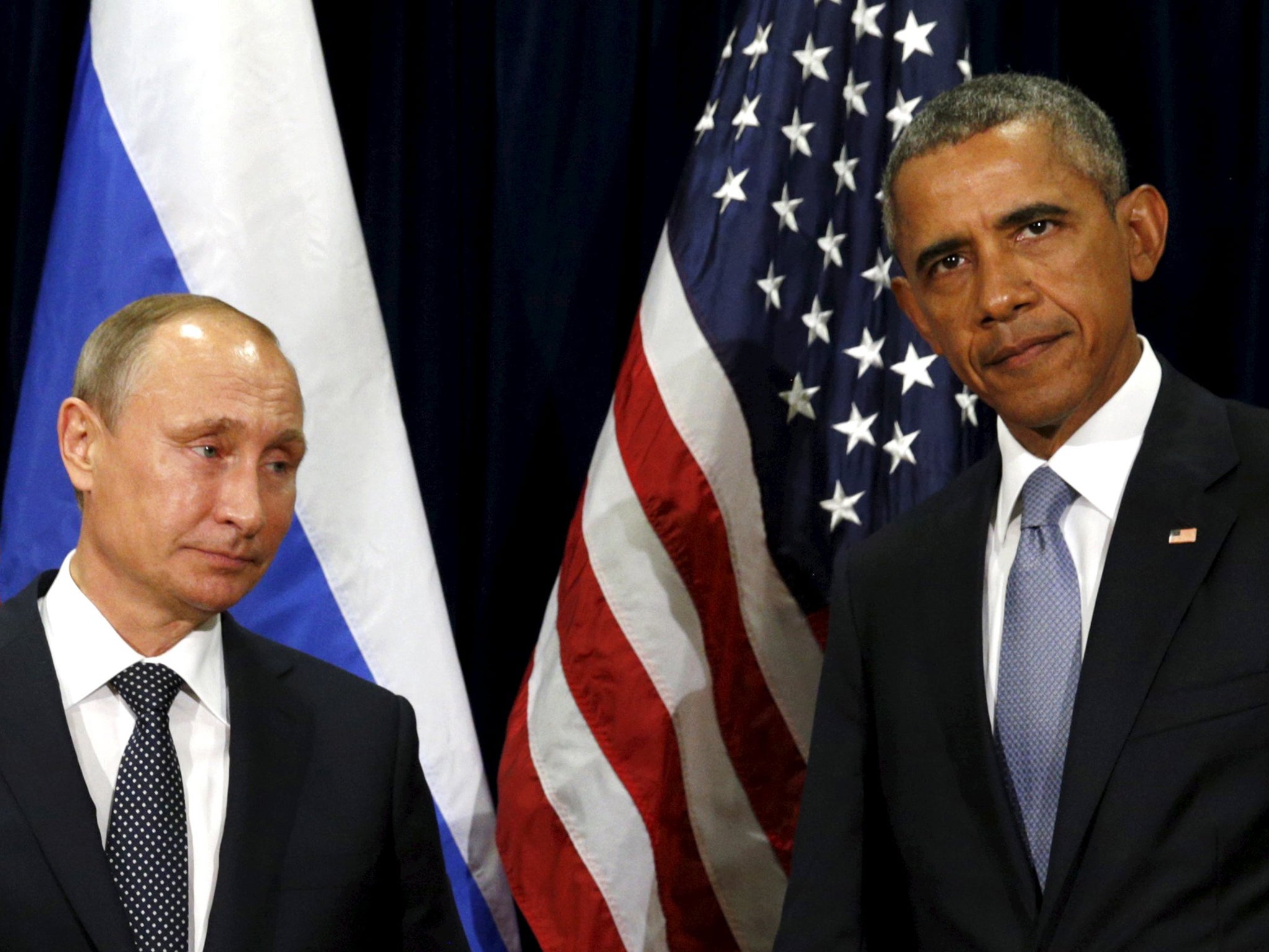 U.S. President Barack Obama and Russian President Vladimir Putin meet at the United Nations General Assembly in New York