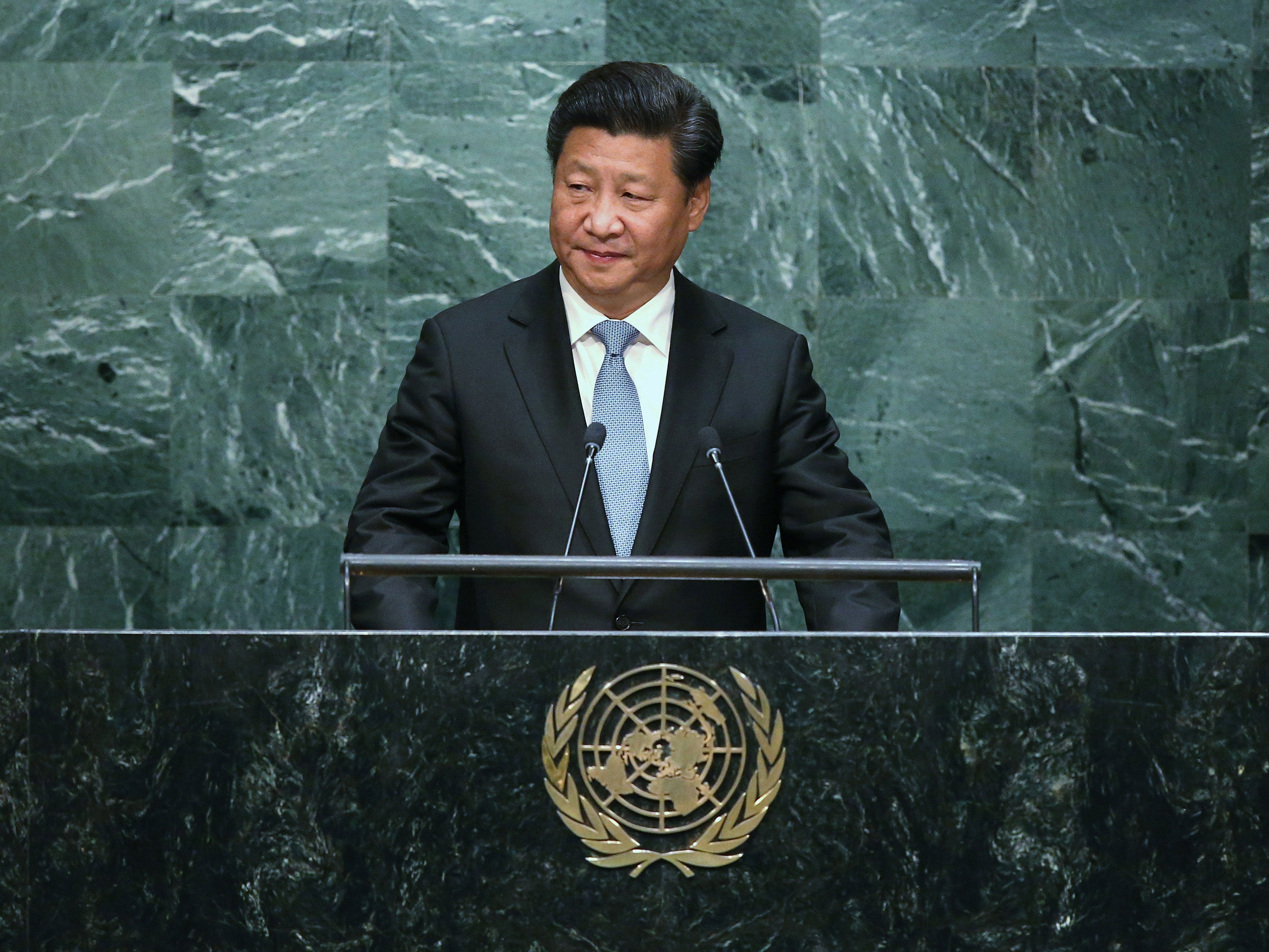 Chinese President Xi Jinping addresses the UN General Assembly on September 28, 2015 in New York City. World leaders gathered for the 70th session of the annual meeting.