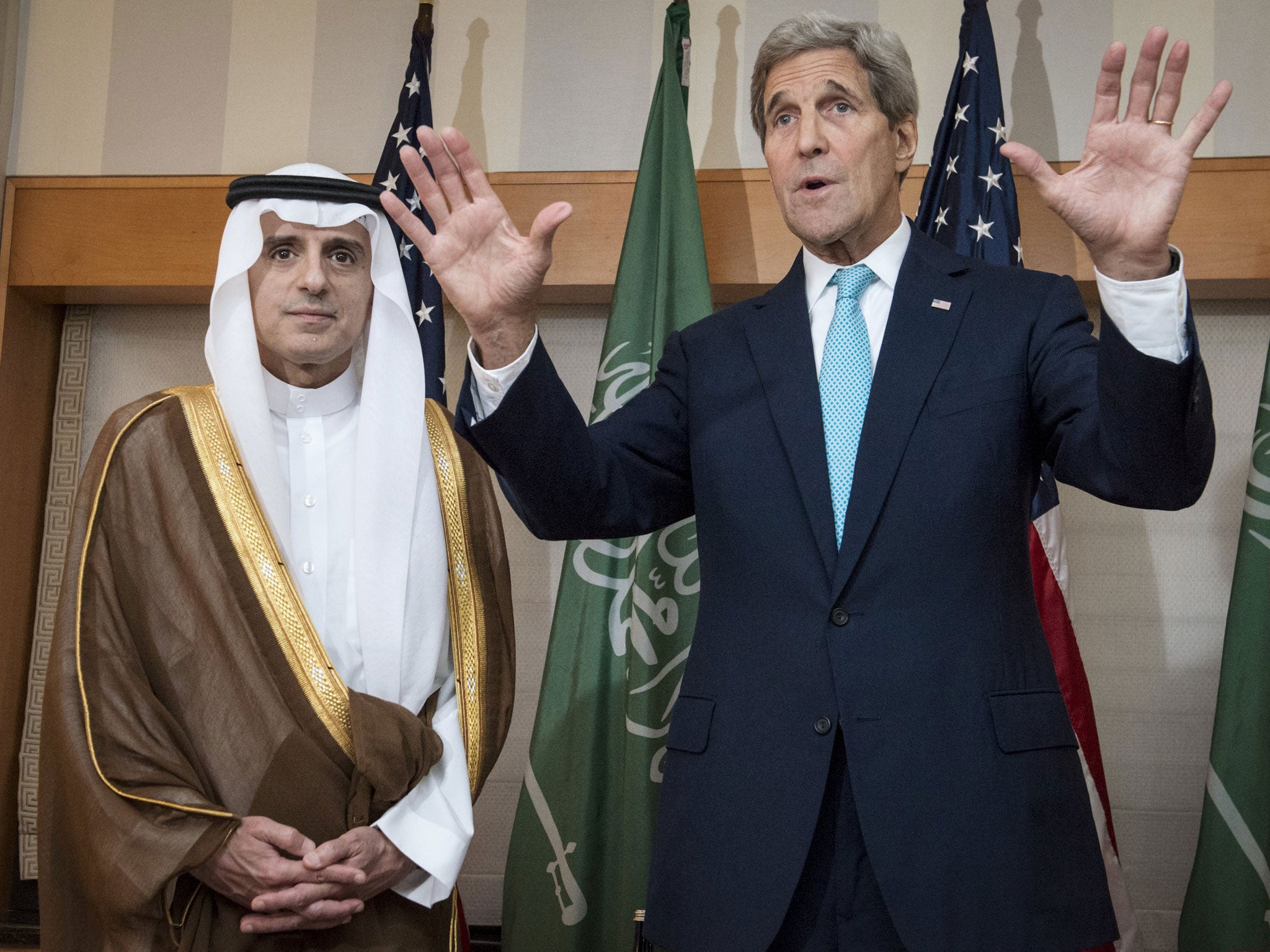 US Secretary of State John Kerry meets with Adel Ahmed Al-Jubeir, Foreign Minister of Saudi Arabia