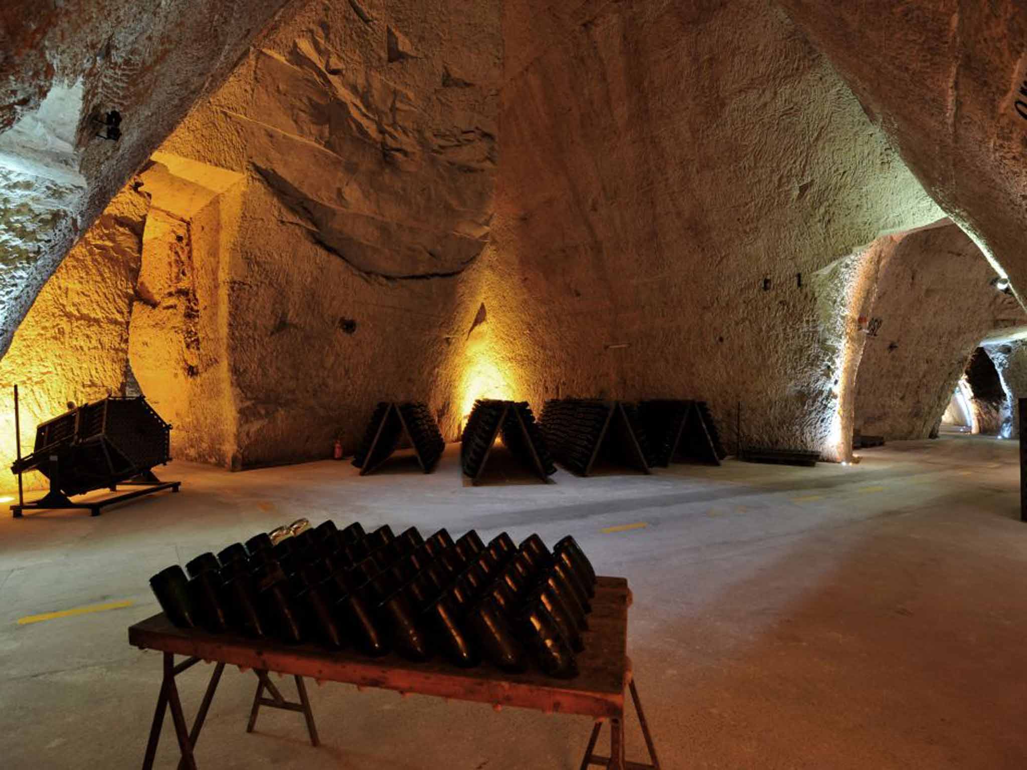 Veuve Clicquot's limestone cellars near Reims in France