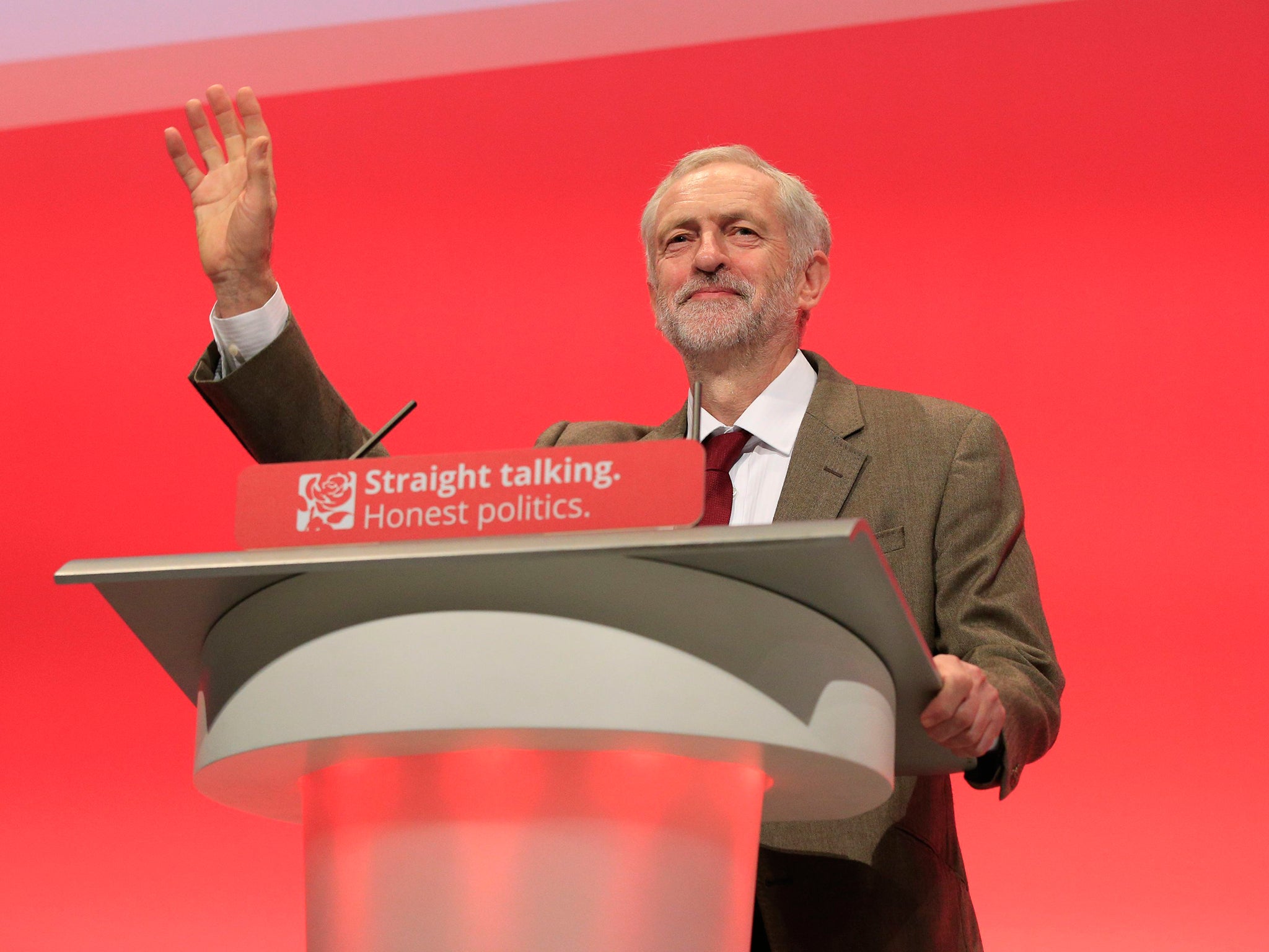 Labour Party leader Jeremy Corbyn making his keynote speech during the third day of the Labour Party conference at the Brighton Centre in Brighton