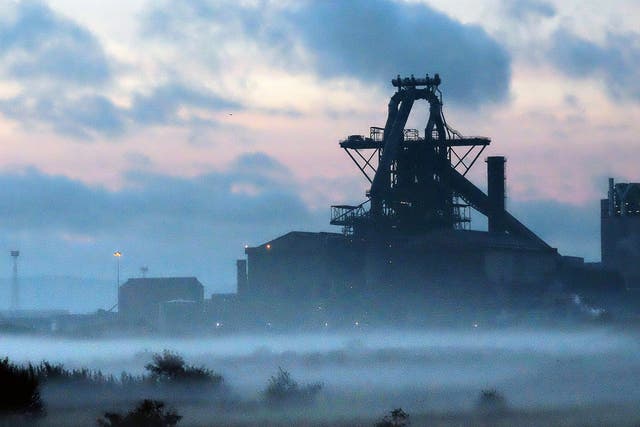 Dawn breaks over the blast furnace at the SSI UK steel plant in Redcar. Following the announcement that SSI UK are mothballing the plant and ceasing steel production 1700 jobs at the Teesside site have been lost