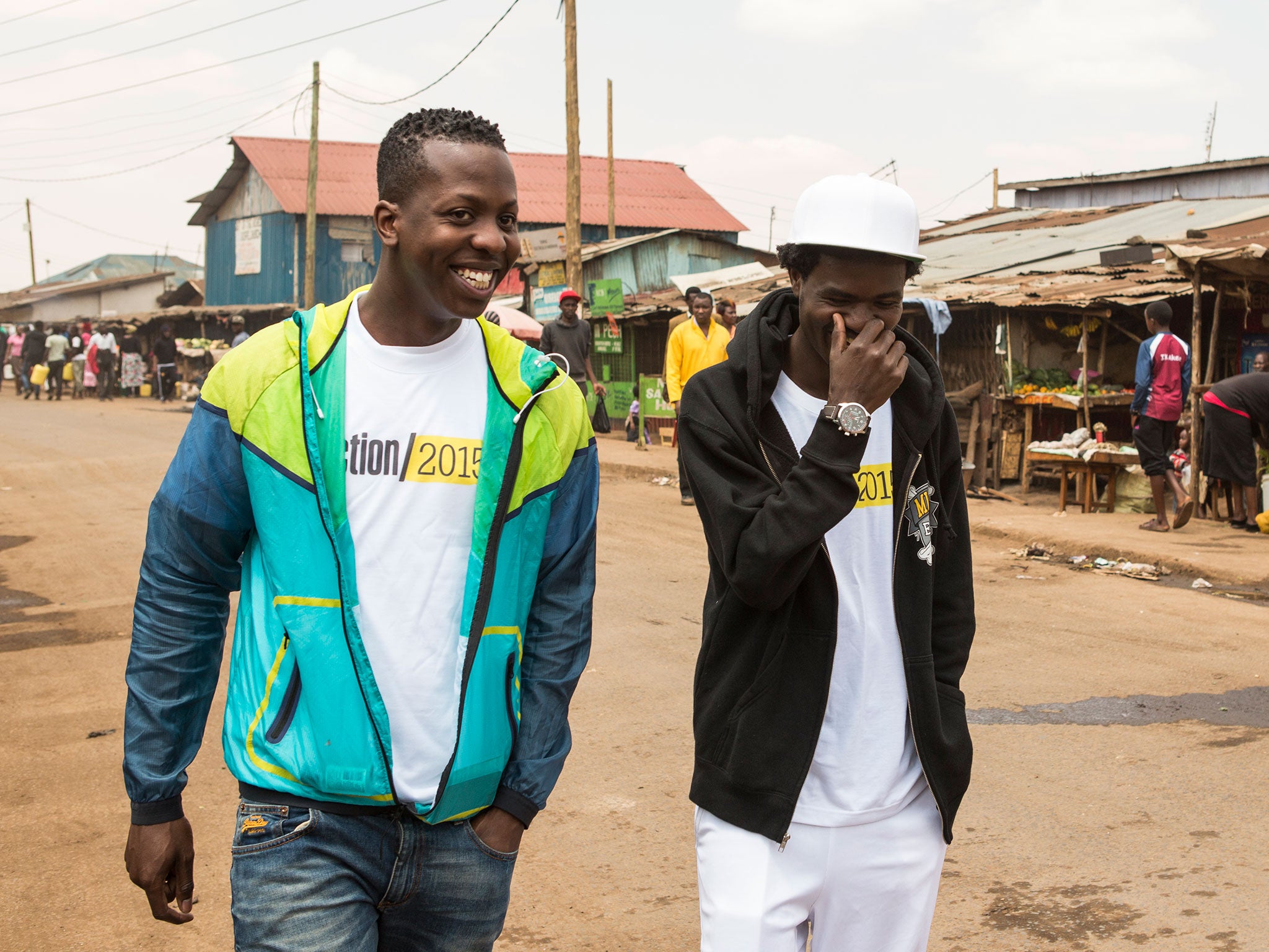 Jamal Edwards with Victor Onyango, Dance teacher and Founder of JABE Dance School in Kibera