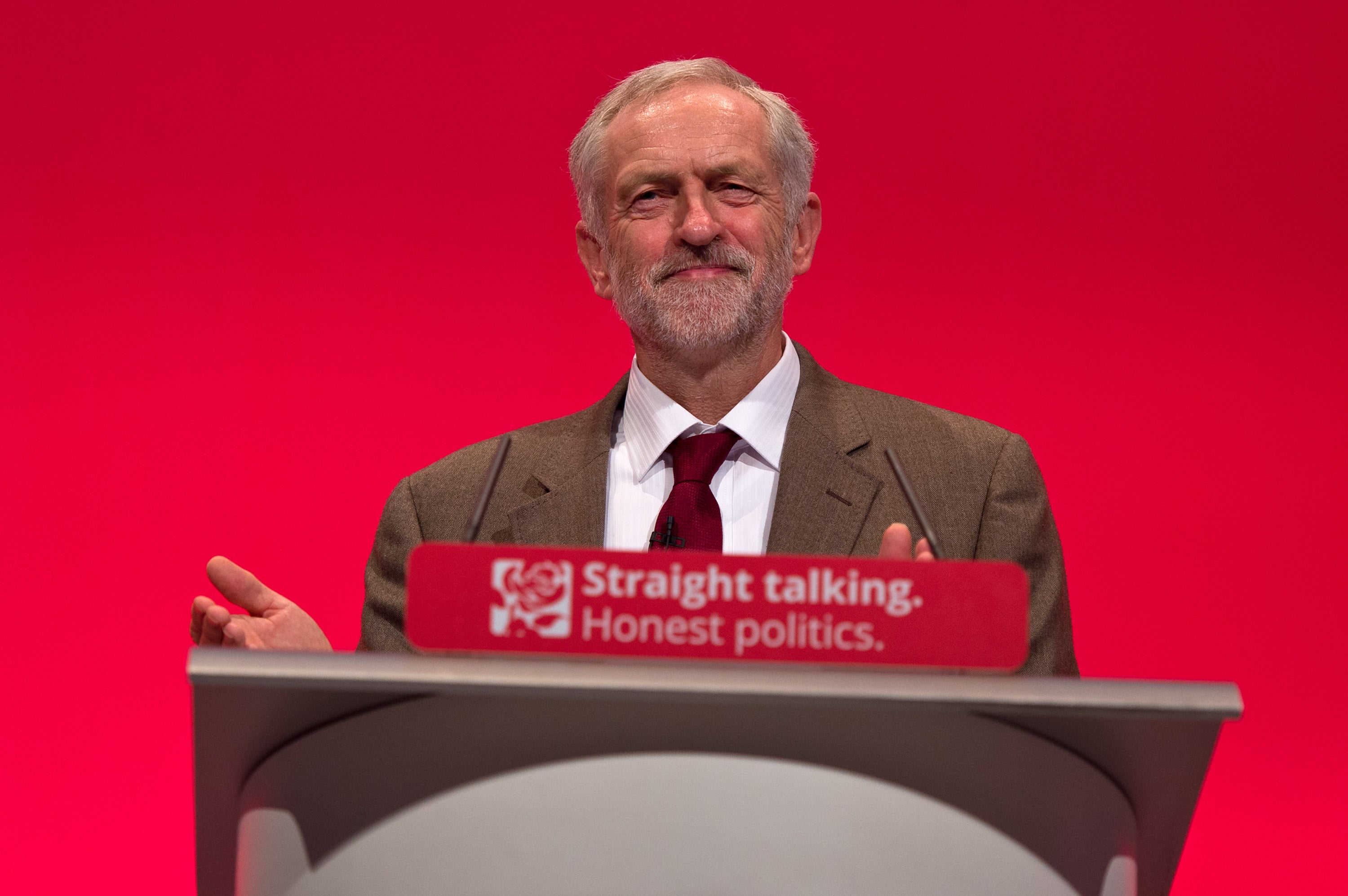 Jeremy Corbyn addresses the Labour conference in Brighton