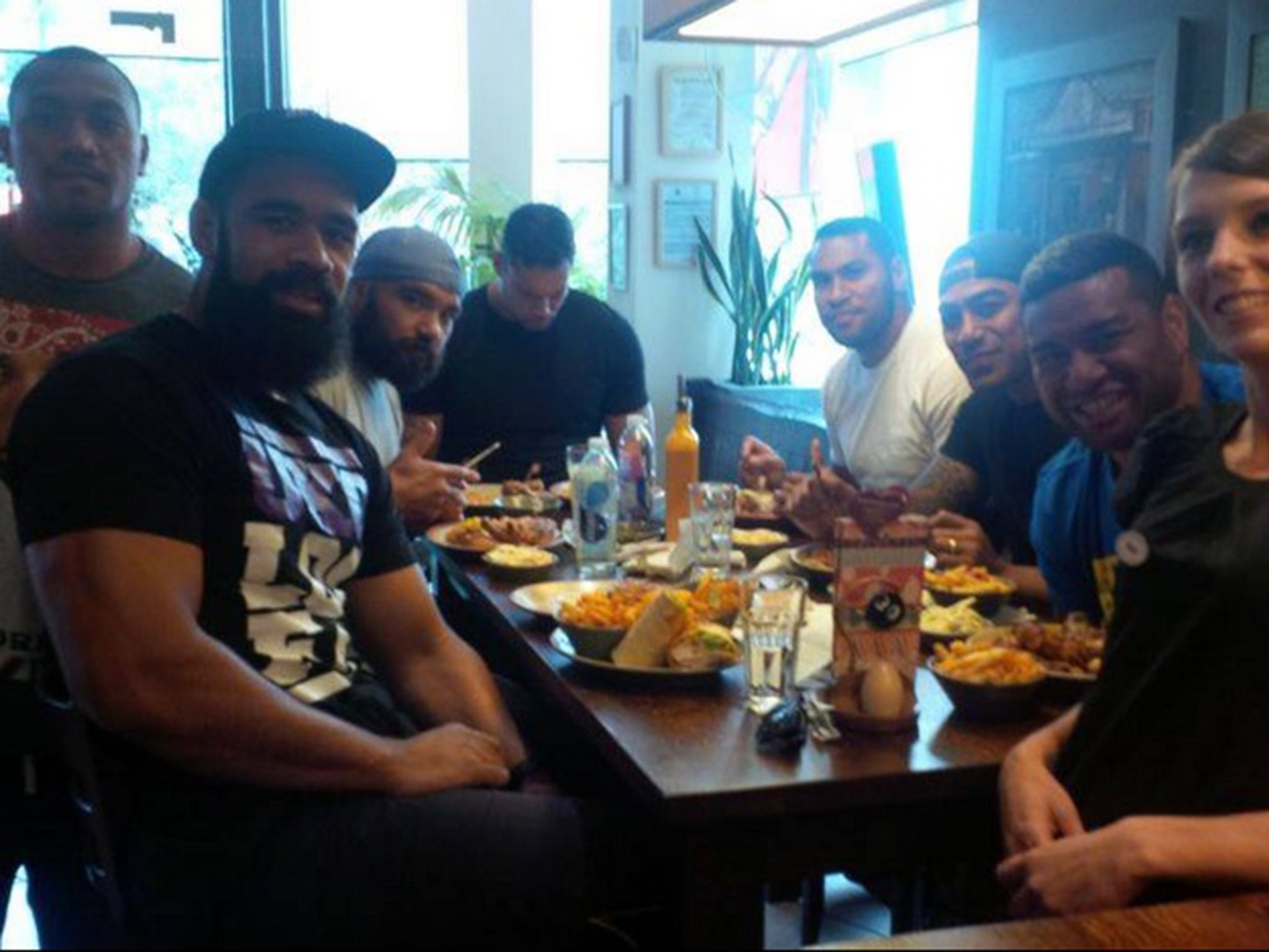 &#13;
The squad eat one of there many Nando's&#13;