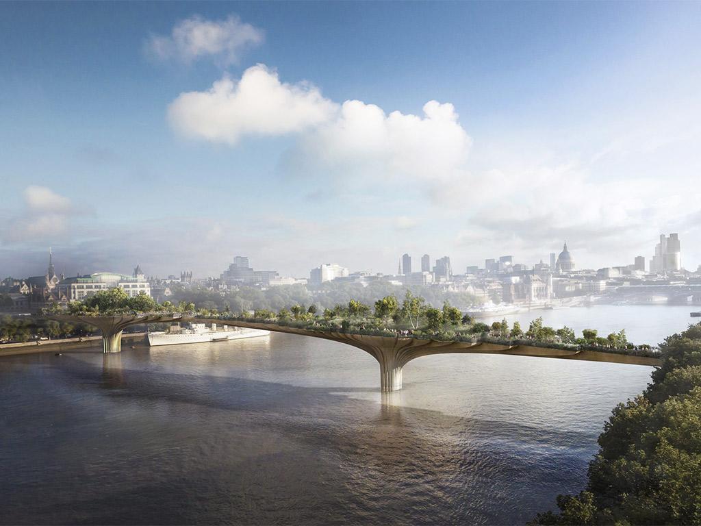 An artist’s impression showing the proposed Garden Bridge