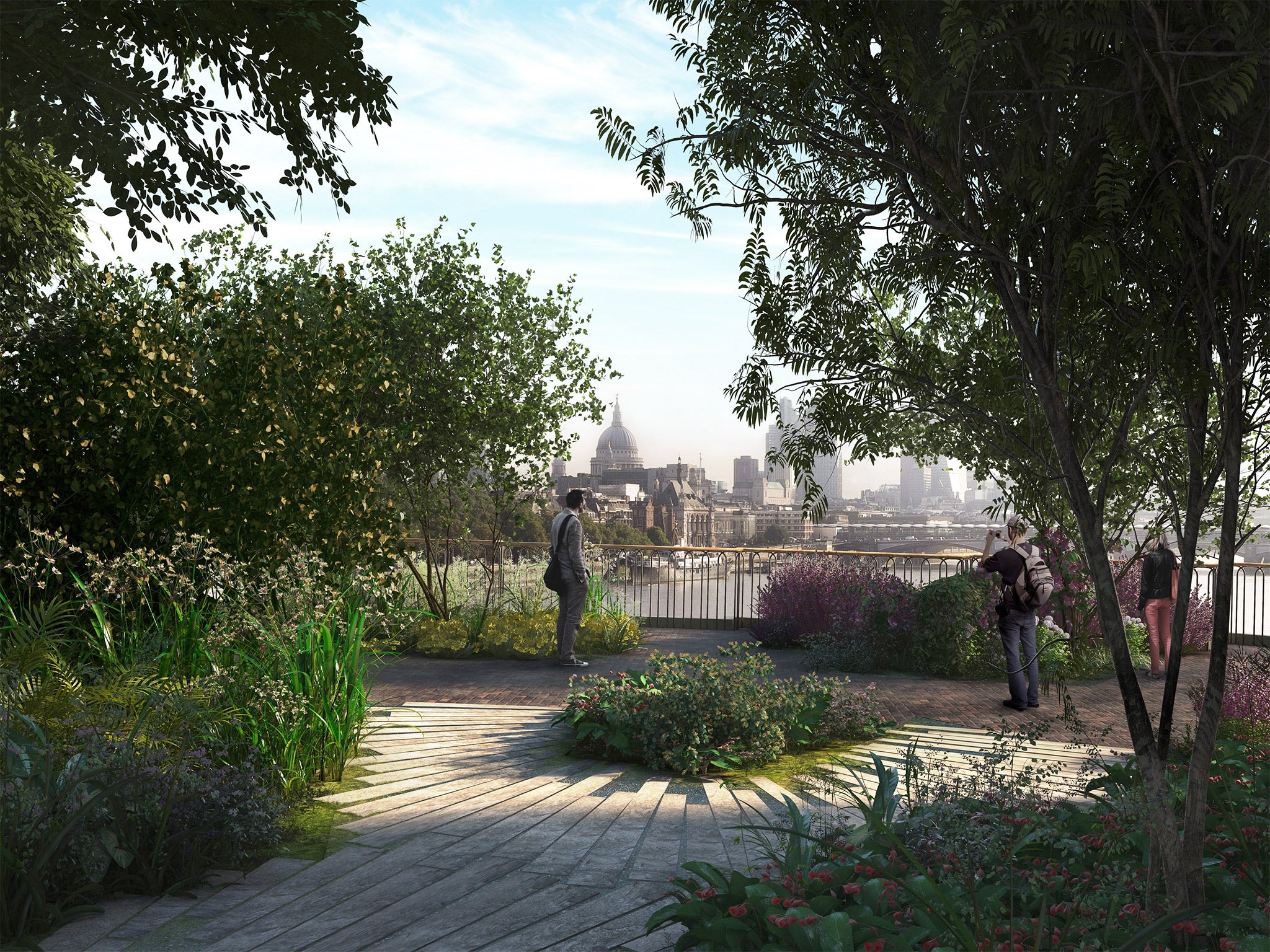 An artist’s impression showing the proposed London Garden Bridge