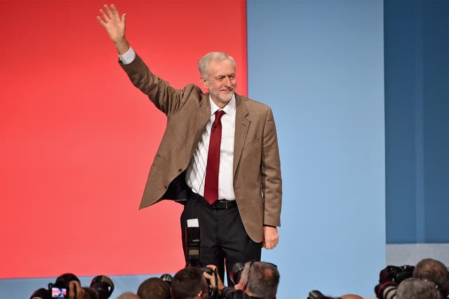 Jeremy Corbyn receives applause following his first leadership speech