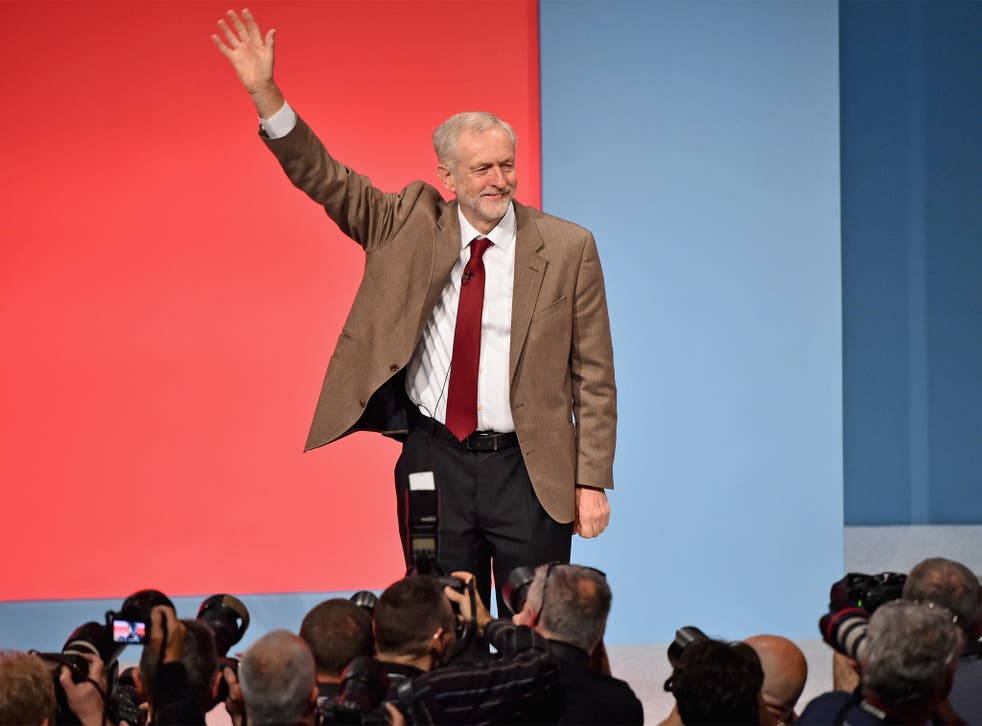 Jeremy Corbyn receives applause following his first leadership speech