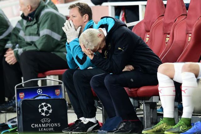 Arsene Wenger reacts to Arsenal's defeat by Olympiakos this week