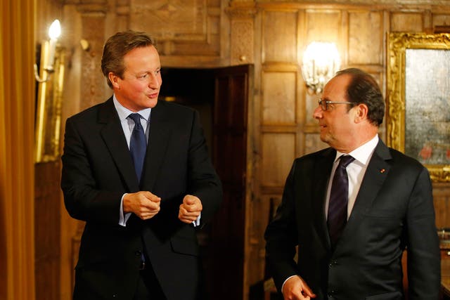 Cameron 's counterpart Francois Hollande has overseen French airstrikes