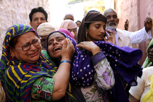 Relatives mourn Mohammed Akhlaq in the village of Bisara after his murder last week at the hands of a mob in India’s northern state of Uttar Pradesh