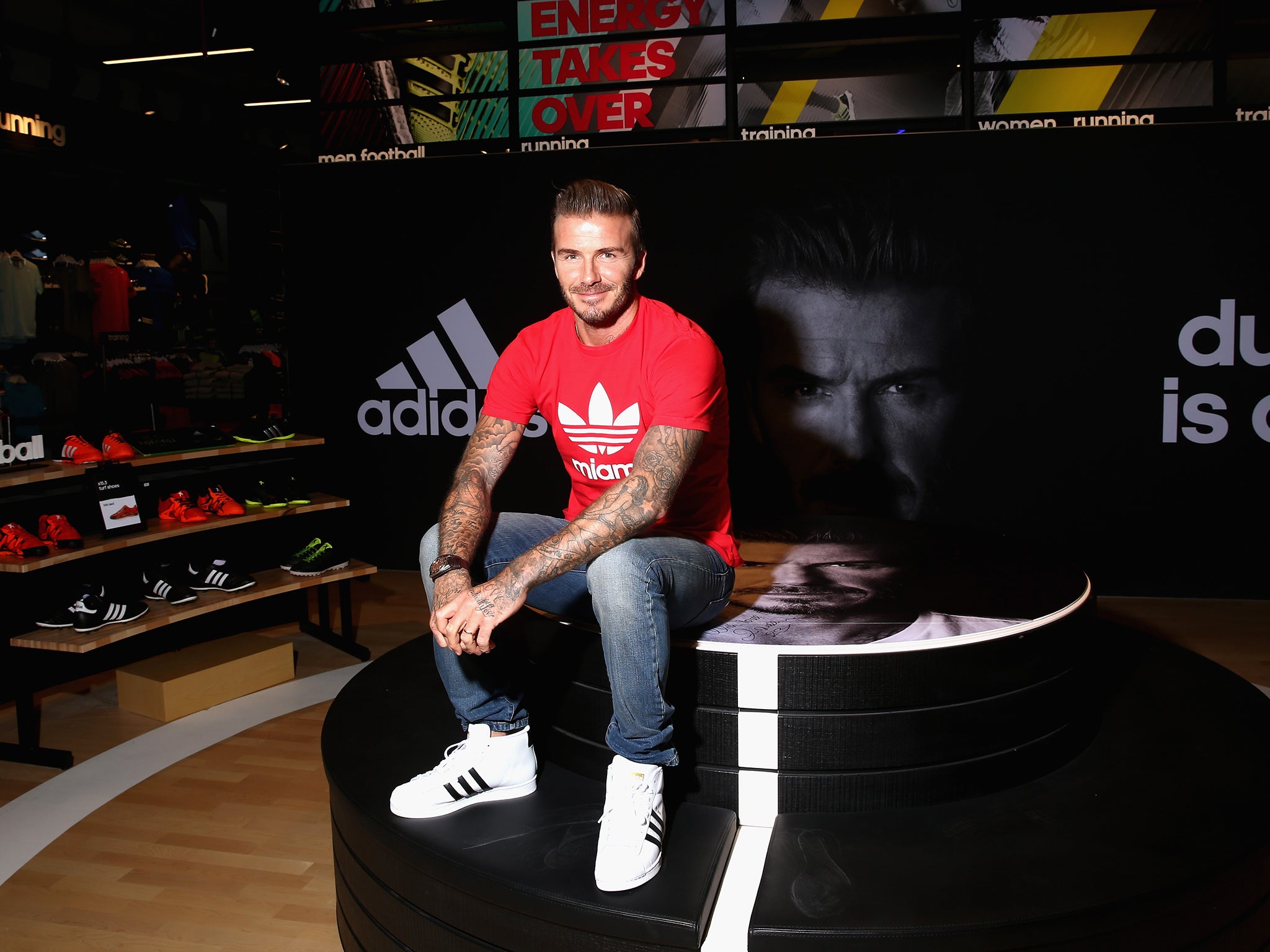 David Beckham at a store opening in Dubai