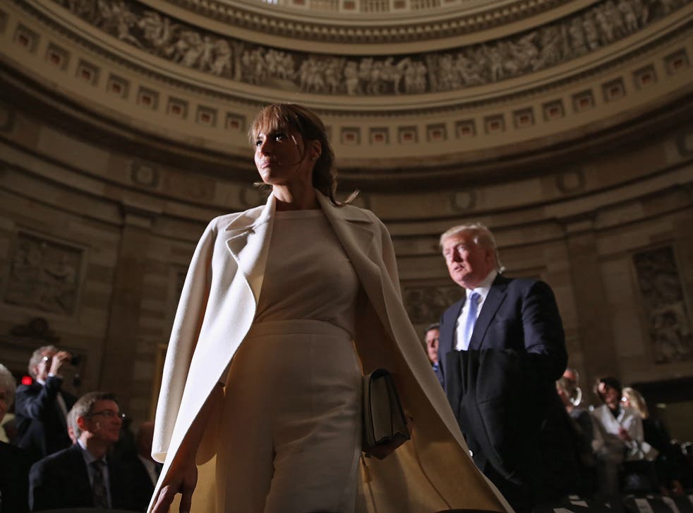 Melania Trump and husband Donald attend Golf legend Jack Nicklaus' Congressional Gold Medal ceremony in the U.S. Capitol Rotunda March 24, 2015 in Washington