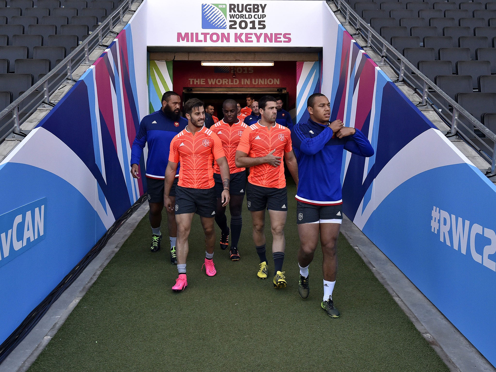 France run out at the Stadiummk ahead of their clash with Canada