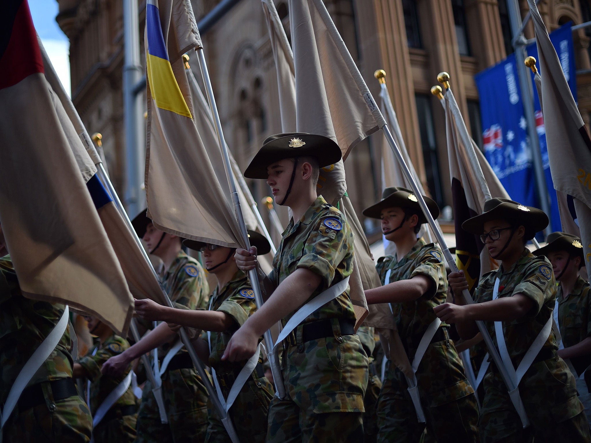 An Anzac Day parade in Sydney; the defendant exchanged messages with Sevdet Besim, who allegedly planned to attack one