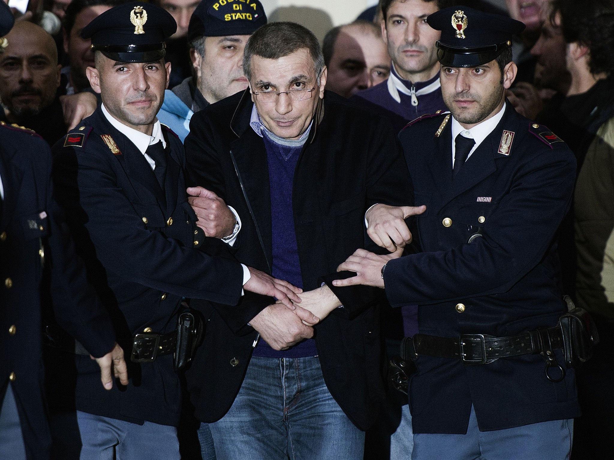 Michele Zagaria, the boss of the Casalesi clan, following his arrest in his bunker in 2011