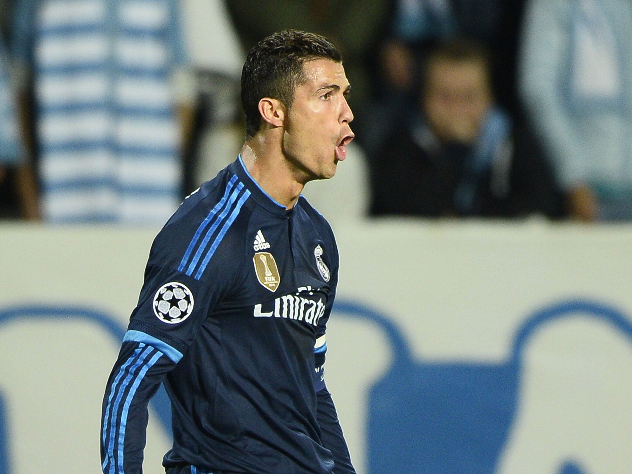 Ronaldo celebrates scoring against Malmo