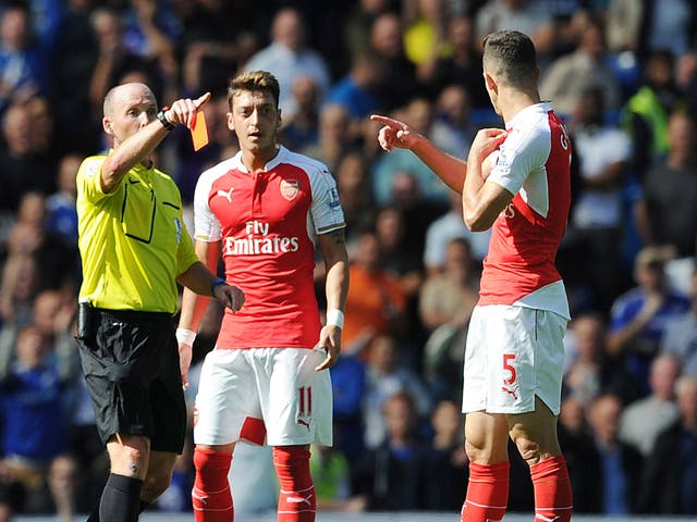 Dean, left, dismisses Arsenal defender Gabriel in the recent Premier League clash with Chelsea