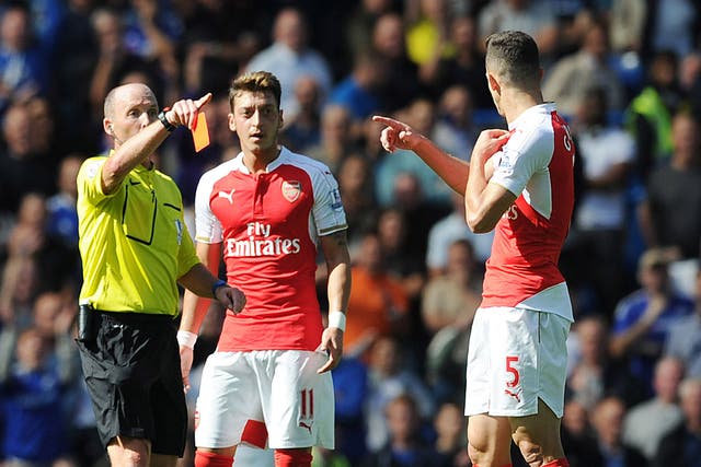 Dean, left, dismisses Arsenal defender Gabriel in the recent Premier League clash with Chelsea