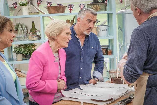 <p>Mary Berry and Paul Hollywood judging on Great British Bake Off </p>