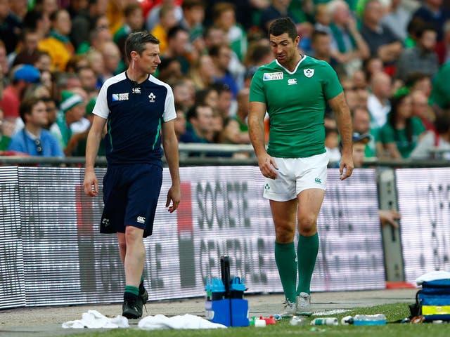 Rob Kearney limped out of the win over Romania minutes after scoring a try