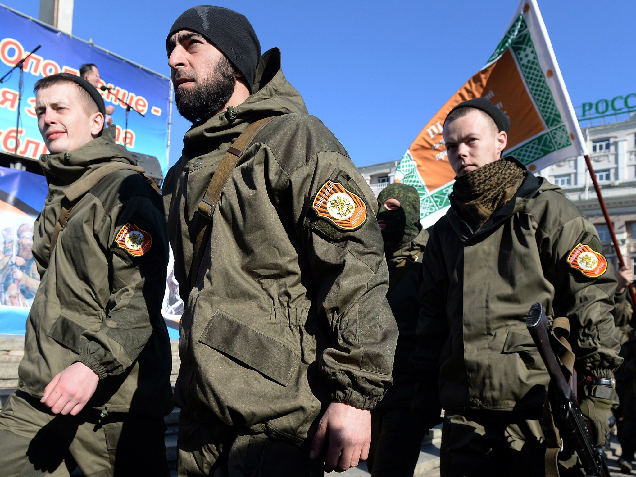 Pro-Russian Separatists of the self-proclaimed Donetsk People’s Republic attend a rally