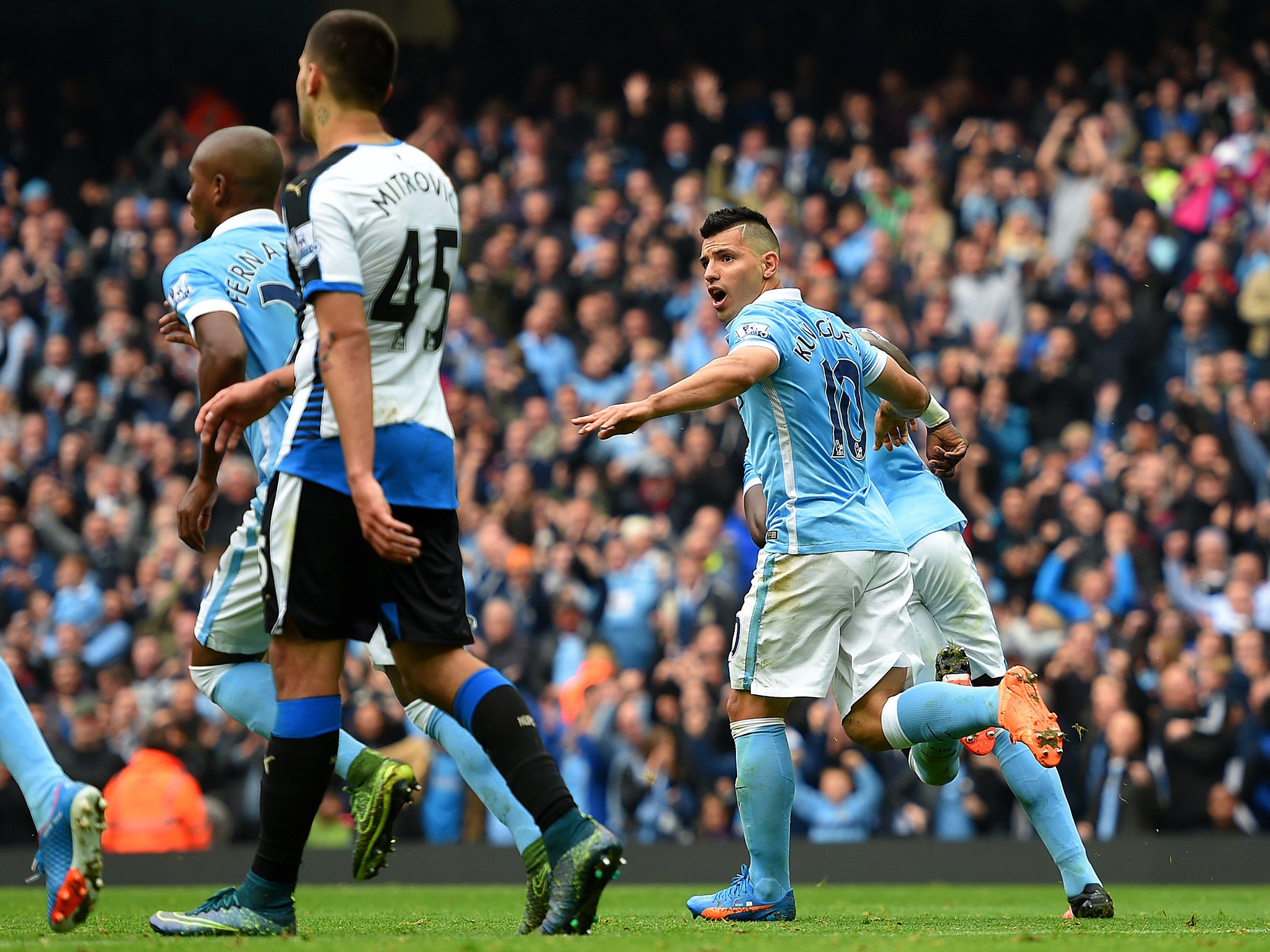 Aguero equalised just before half-time