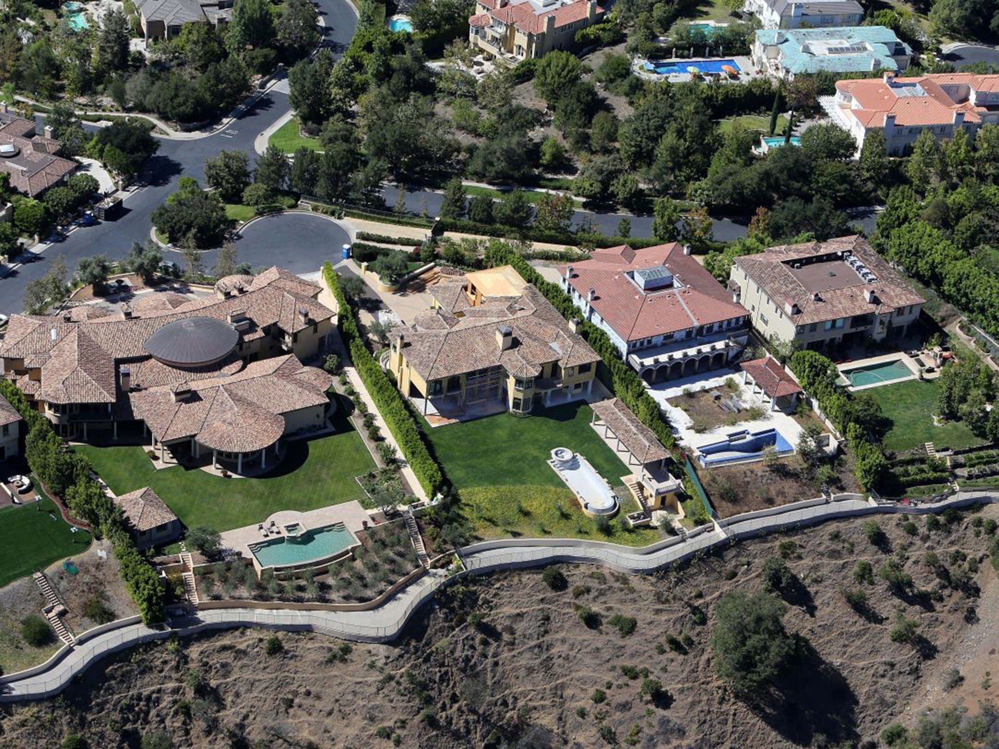 Kim Kardashian and Kanye West mansion in the Bel Air Crest neighborhood of Los Angeles, CA.