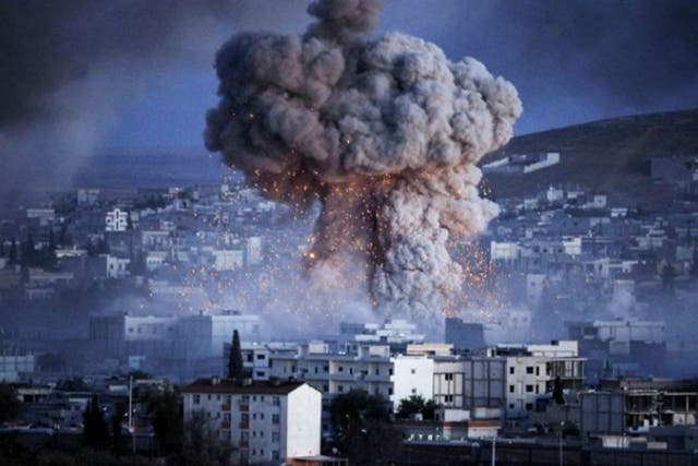 An explosion rocks Syrian city of Kobani