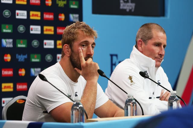 Chris Robshaw and Stuart Lancaster cut dejected figures after Rugby World Cup elimination