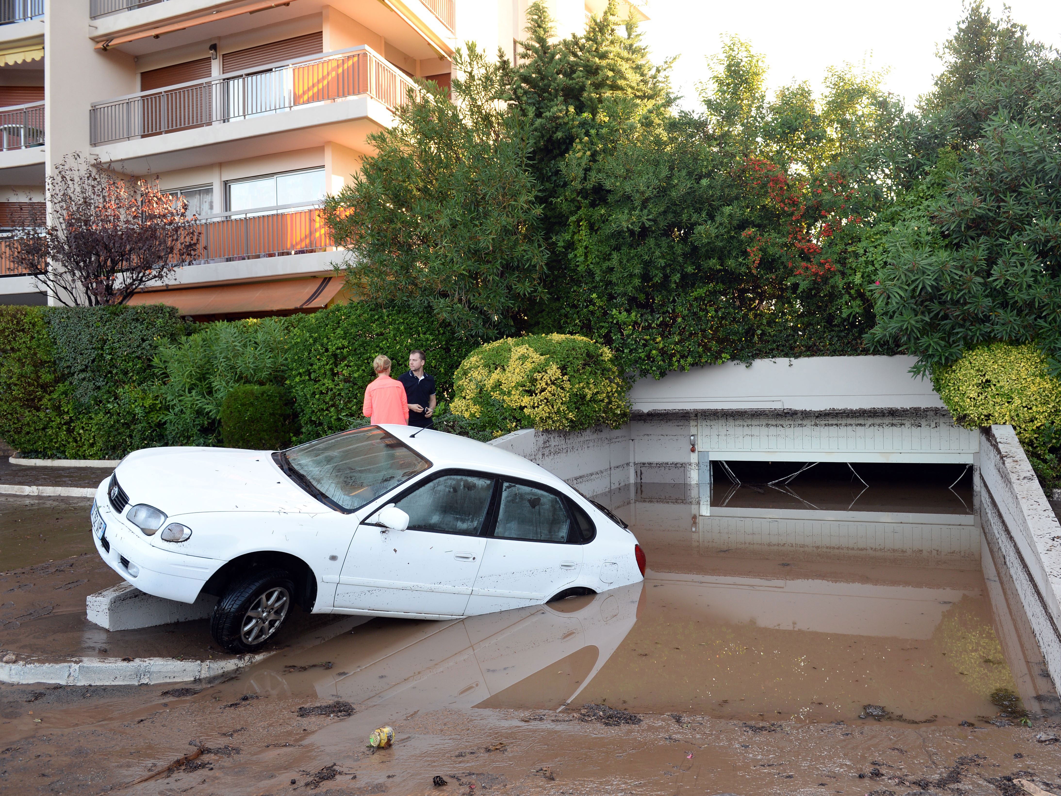 Violent storms have damaged cars and property in the Alpes-Maritimes region of France