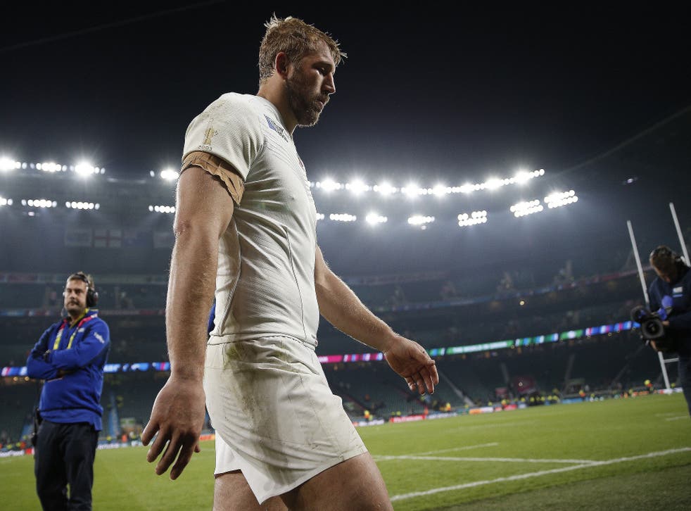 Chris Robshaw walks off the Twickenham pitch after World Cup elimination at the hands of Australia