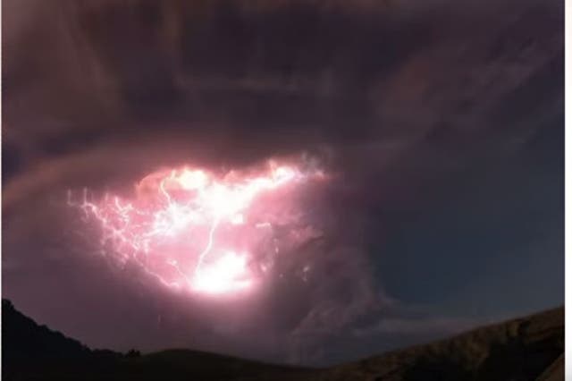 It's been revealed the footage was created by merging two separate incidents of volcanic activity