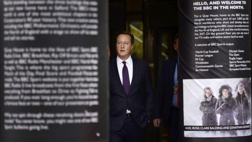 David Cameron leaves the BBC studios