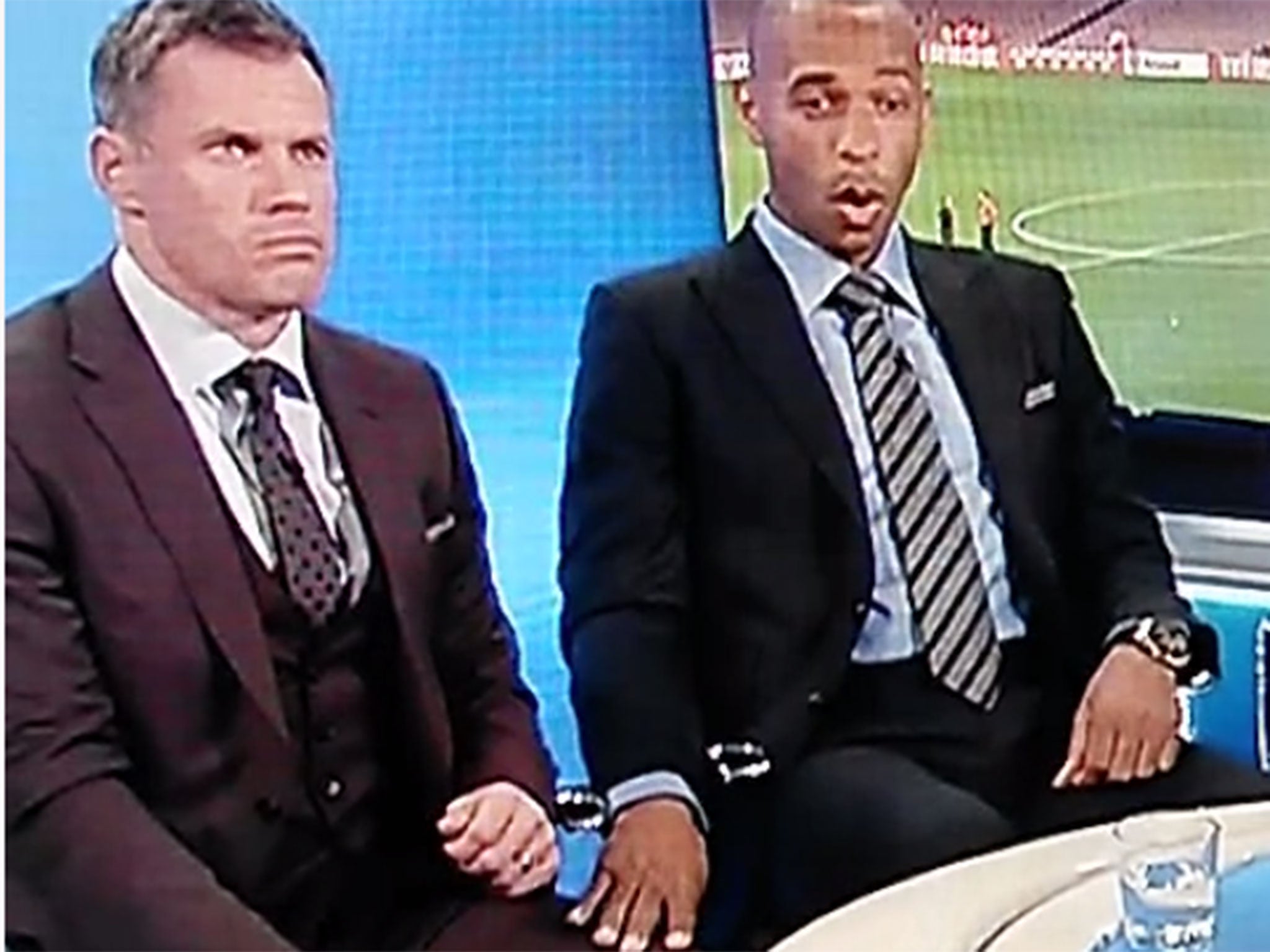 Thierry Henry and Jamie Carragher are delivered the news