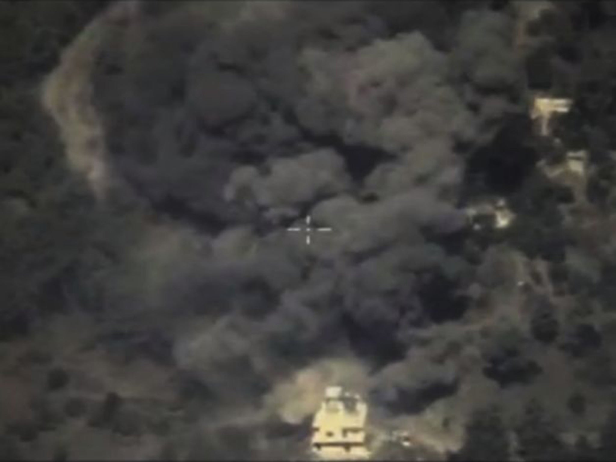 An image from the Russian Defense Ministry website show an airstrike in in Syria