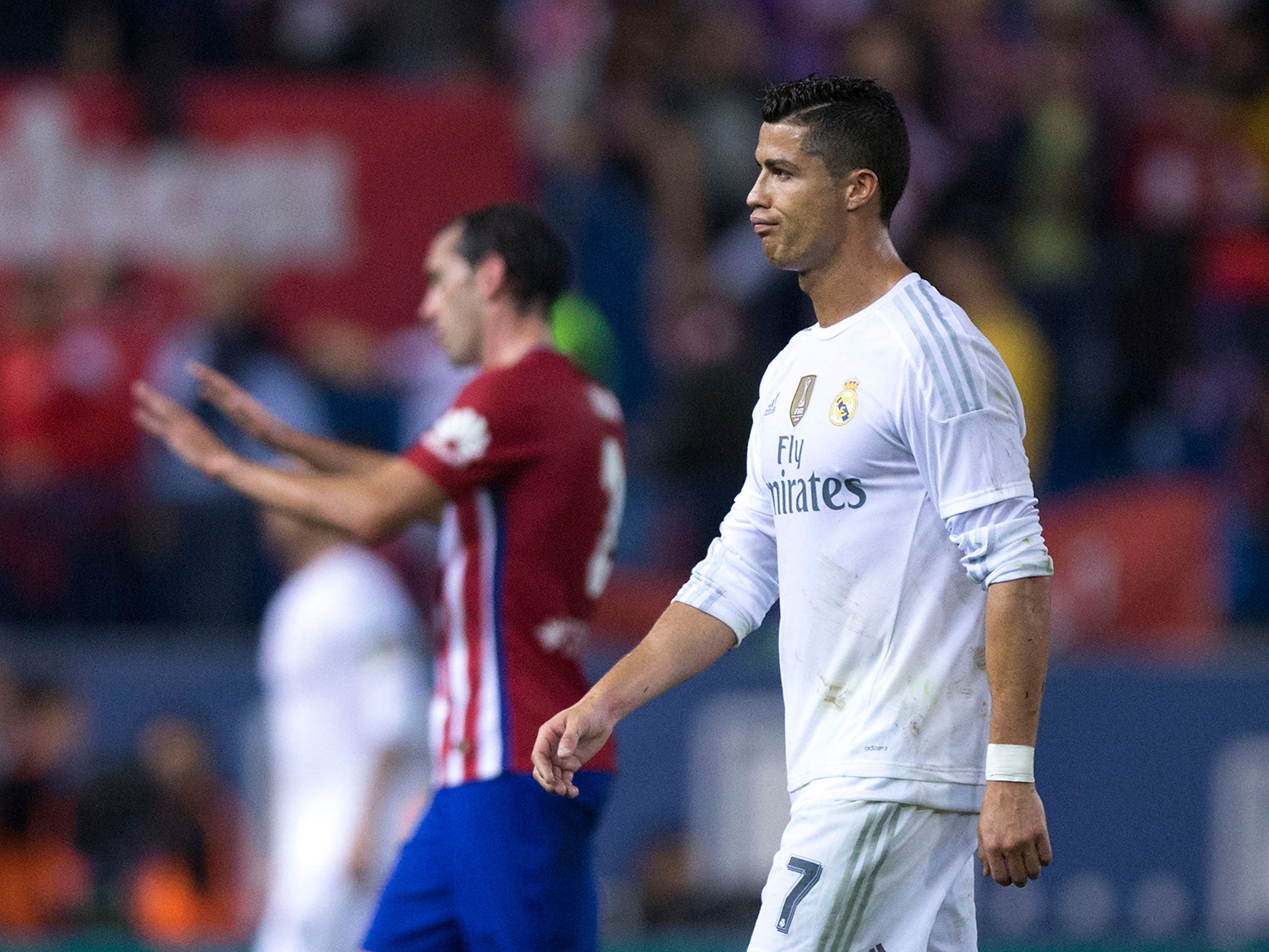 Cristiano Ronaldo pictured in the 1-1 draw with Atletico Madrid